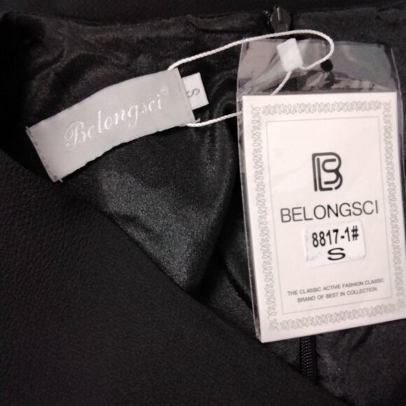 Womens Black Bell Sleeve Shift Small Mini Dress V-Neckline Party Cocktail Sexy - Picture 10 of 10